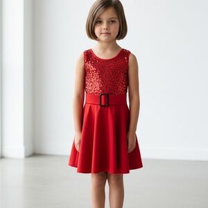 Weissman Red Sequin Kids Formal Dress